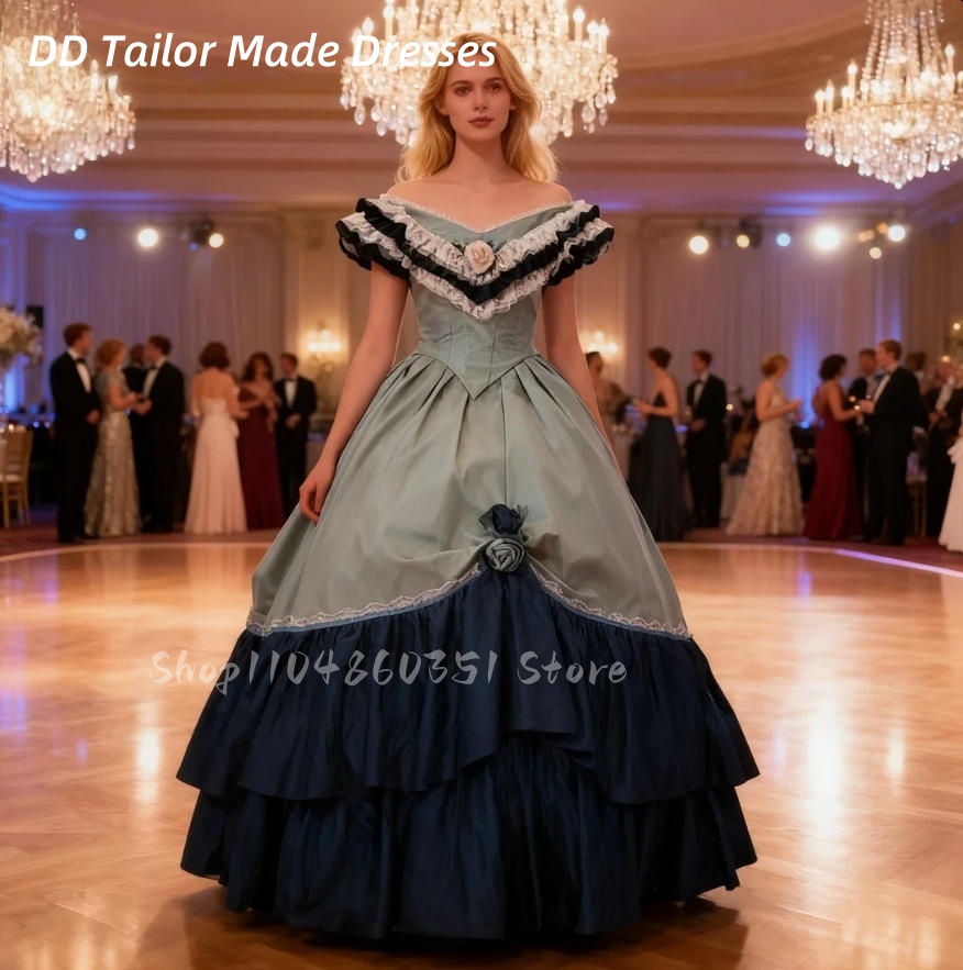 Men'S Victorian Accessories - 1860s Vintage Victorian Prom Dress V-Neck