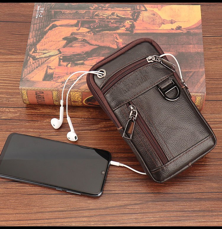 Men Accessories Pack - Men's Multi-functional Leather Waist Bag Large