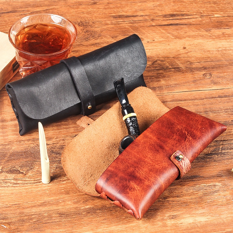 Men'S Accessories Travel Bag - Vintage Cow Leather Pipe Bag Handheld