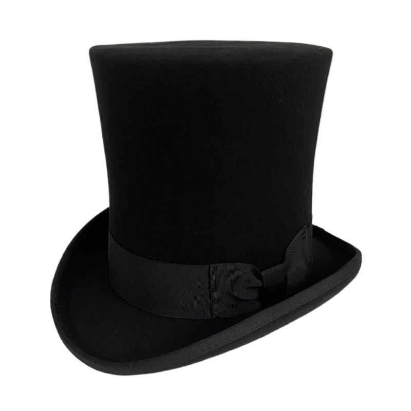 Men'S Victorian Accessories - Black Wool Felt Top Hat Men's
