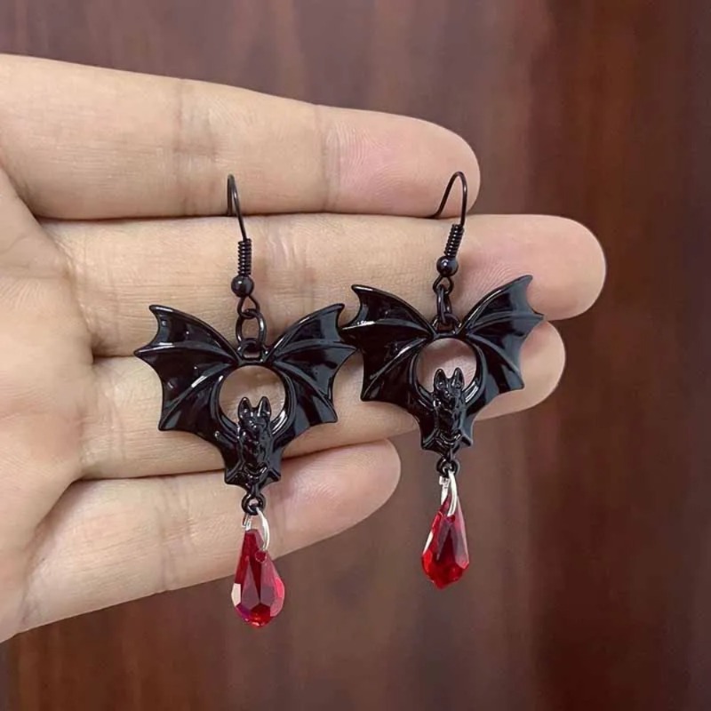 Men'S Vampire Accessories - 1Pair Gothic Vampire Bat Earrings for