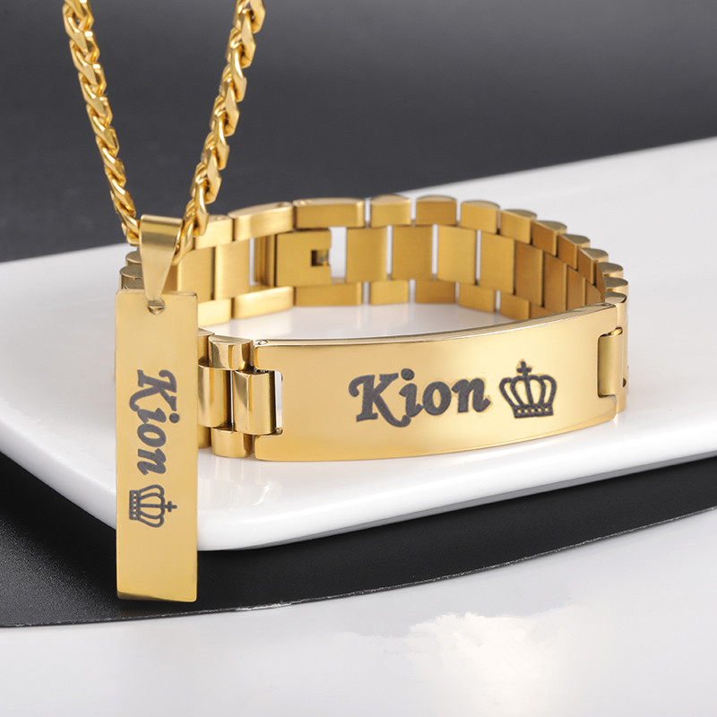 Custom Men Name Necklace Big B - Men Accessories Gift Set recension och pris