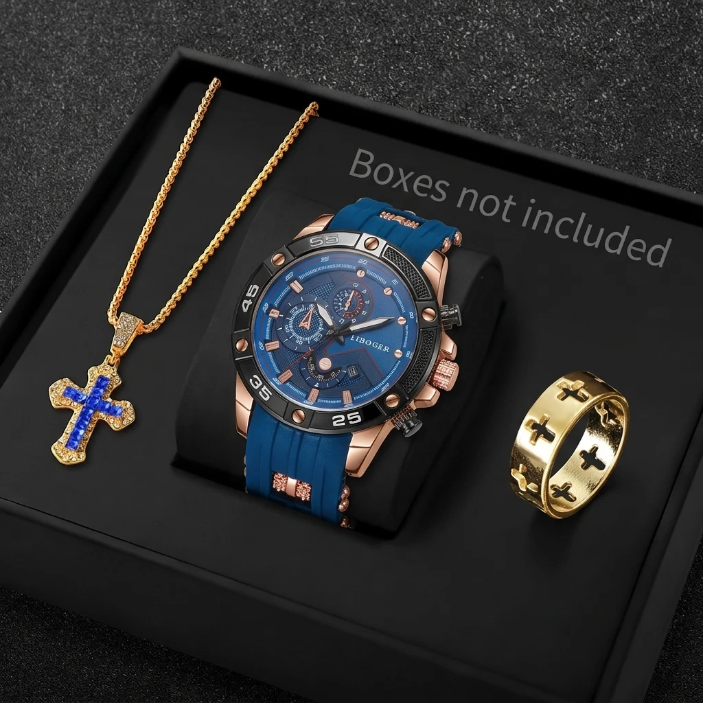 3PCS Fashion Male Sports Watch - Men Accessories Gadgets recension och pris